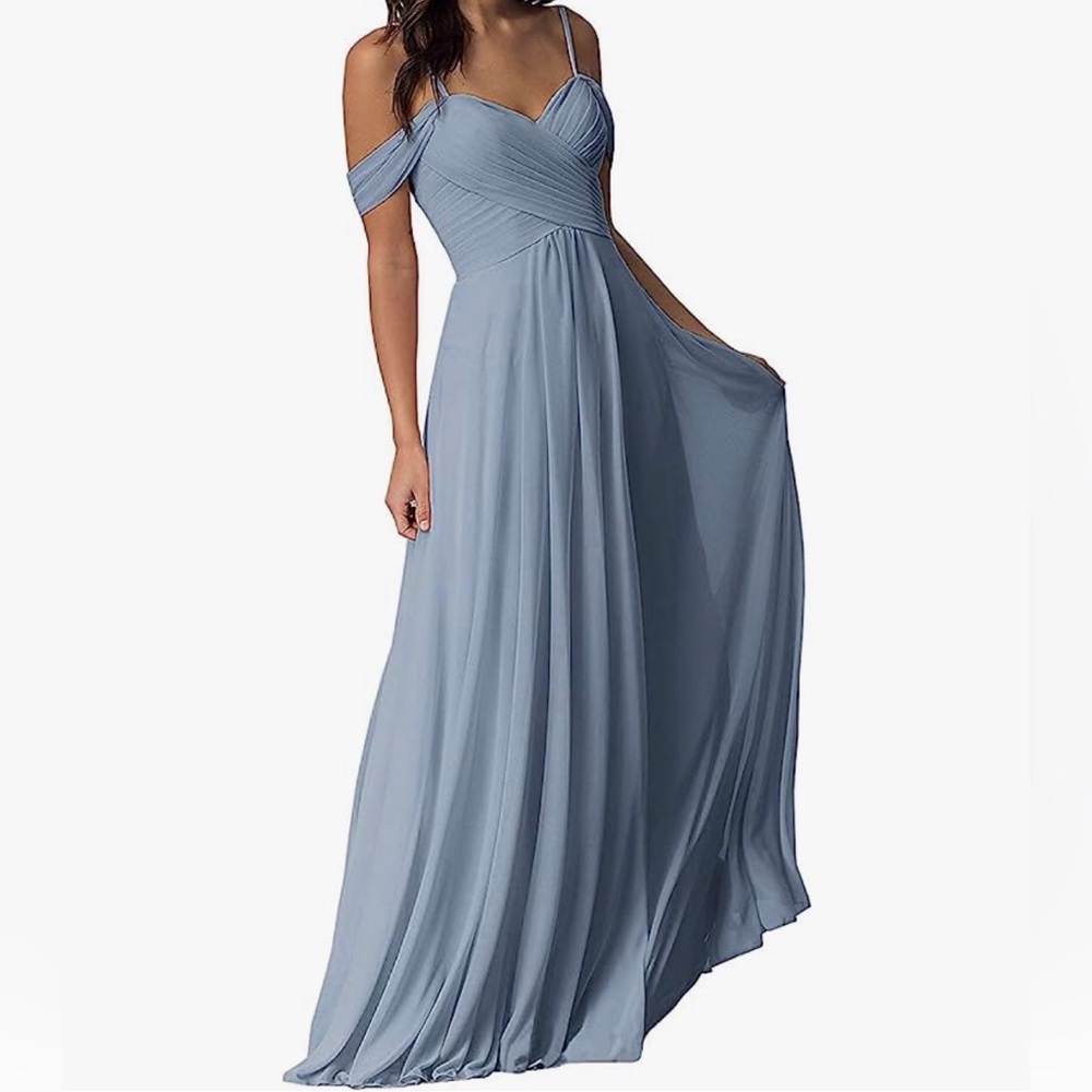 Dusty Blue Off Shoulder Dress